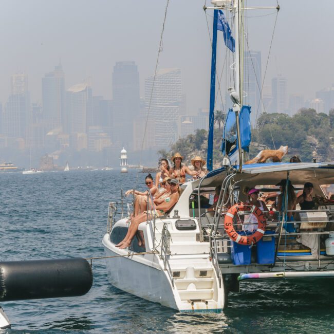 A group of people on a boat.